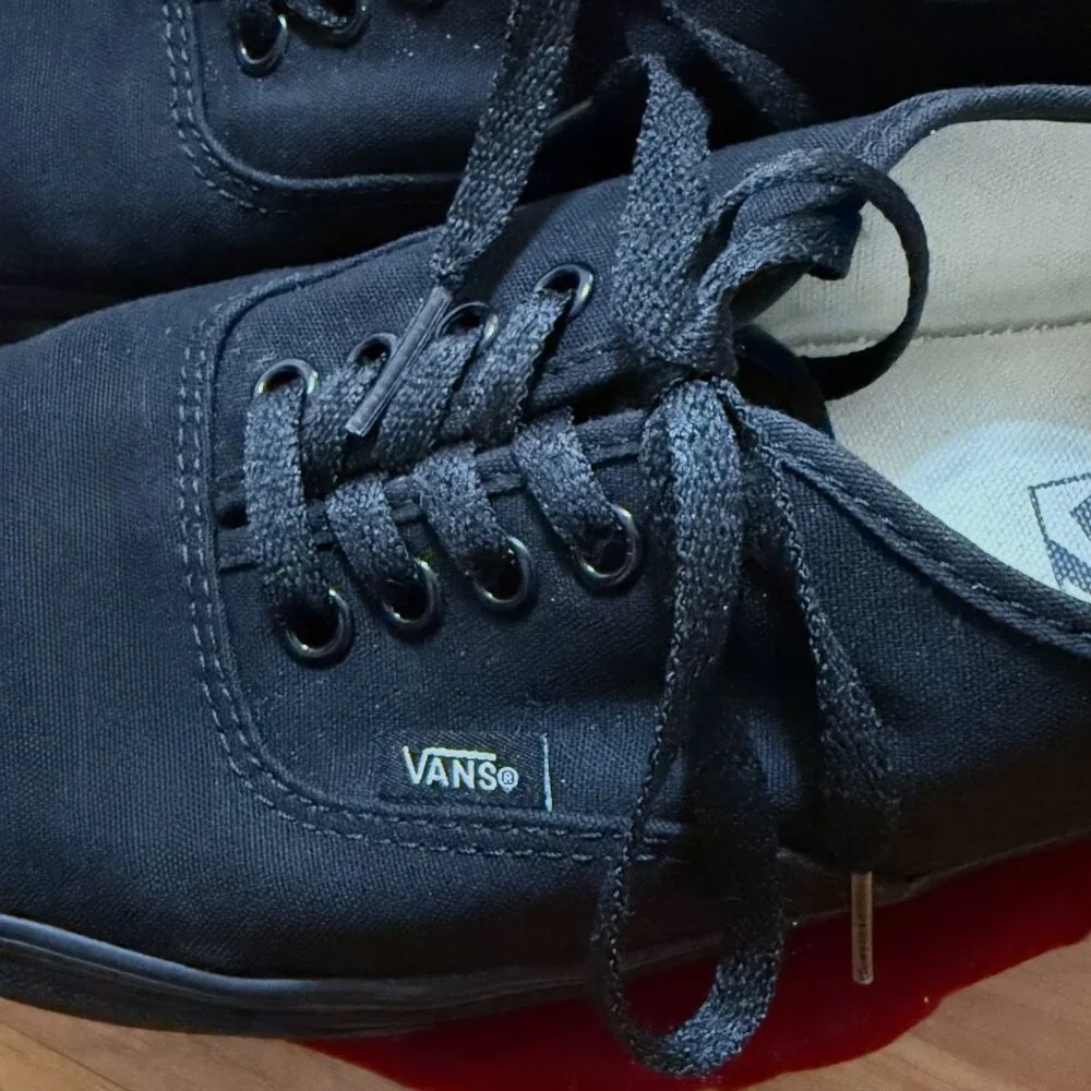 Vans Authentic Sanitized Black Canvas Lace-Up‎ Sneakers Mens 9 / Womens 10.5
